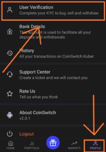 coinswitch user verification
