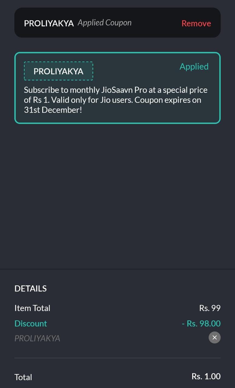 JioSaavn Pro Subscription 1 Month For Free - Coupon Code | Jio Users