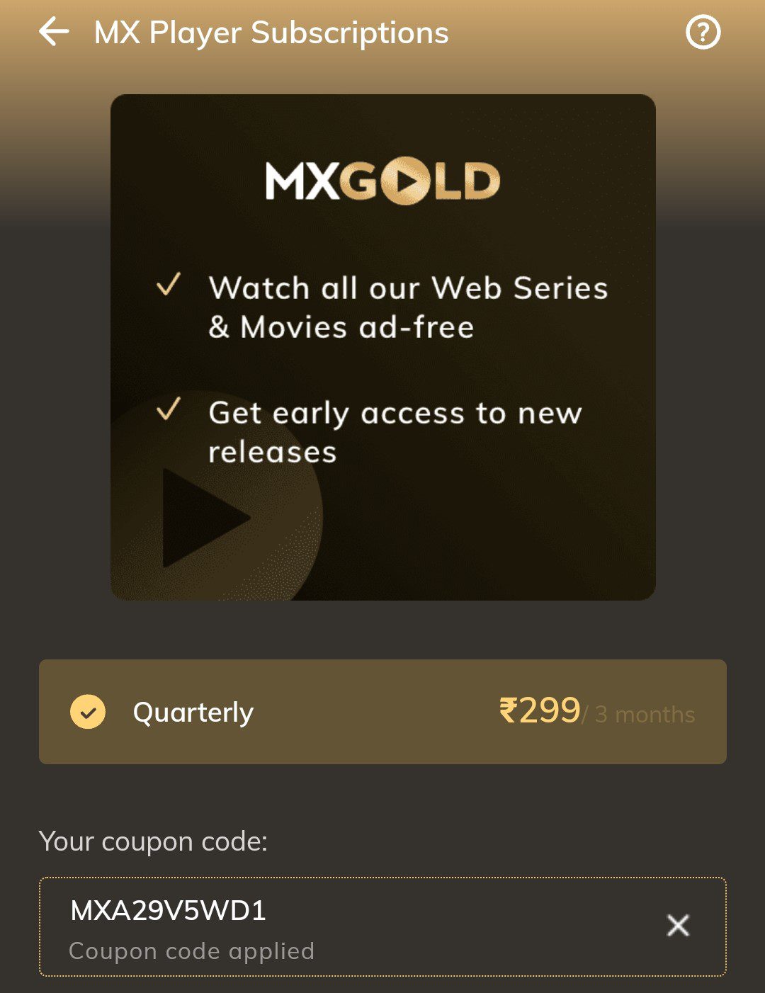 MX Player Gold 12 Months Subscription for Free Watch Ad Free Premium MX Player Gold 12 Months Subscription for Free Watch Ad Free Premium