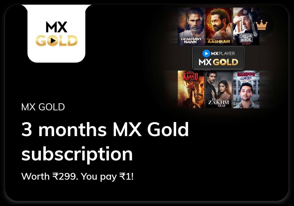 MX Player Gold 12 Months Subscription for Free Watch Ad Free Premium MX Player Gold 12 Months Subscription for Free Watch Ad Free Premium
