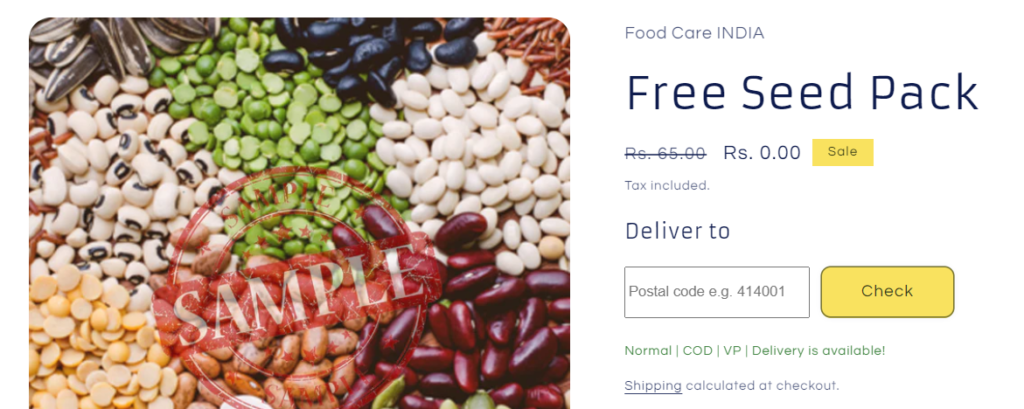 Food Care Seed Pack Free Sample