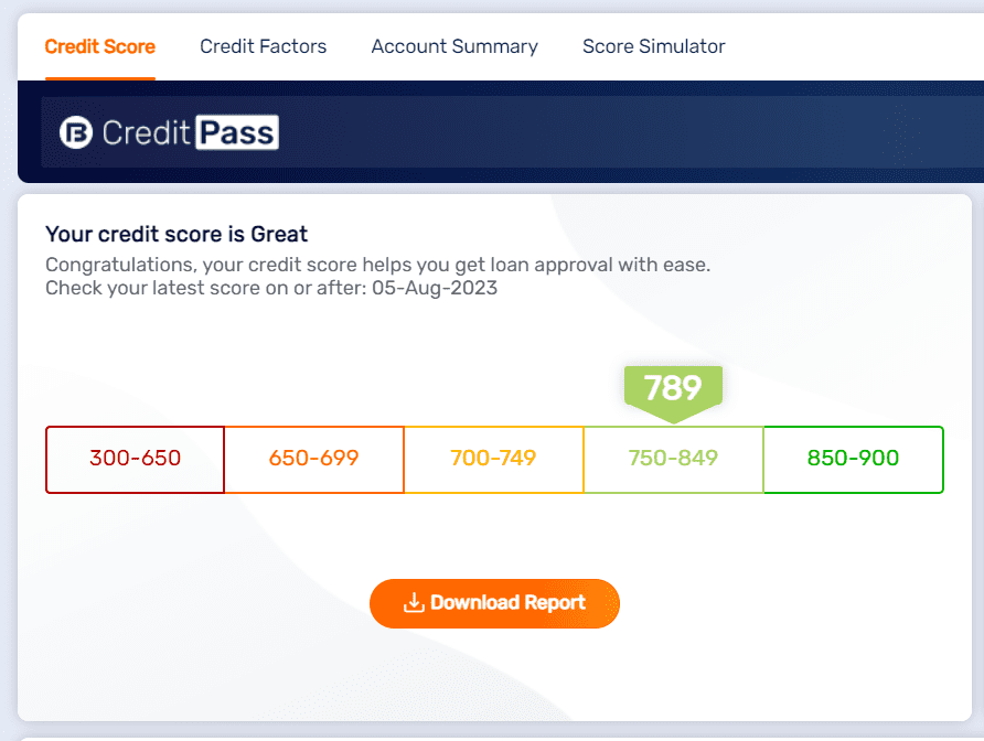 Credit Pass CIBIL Report