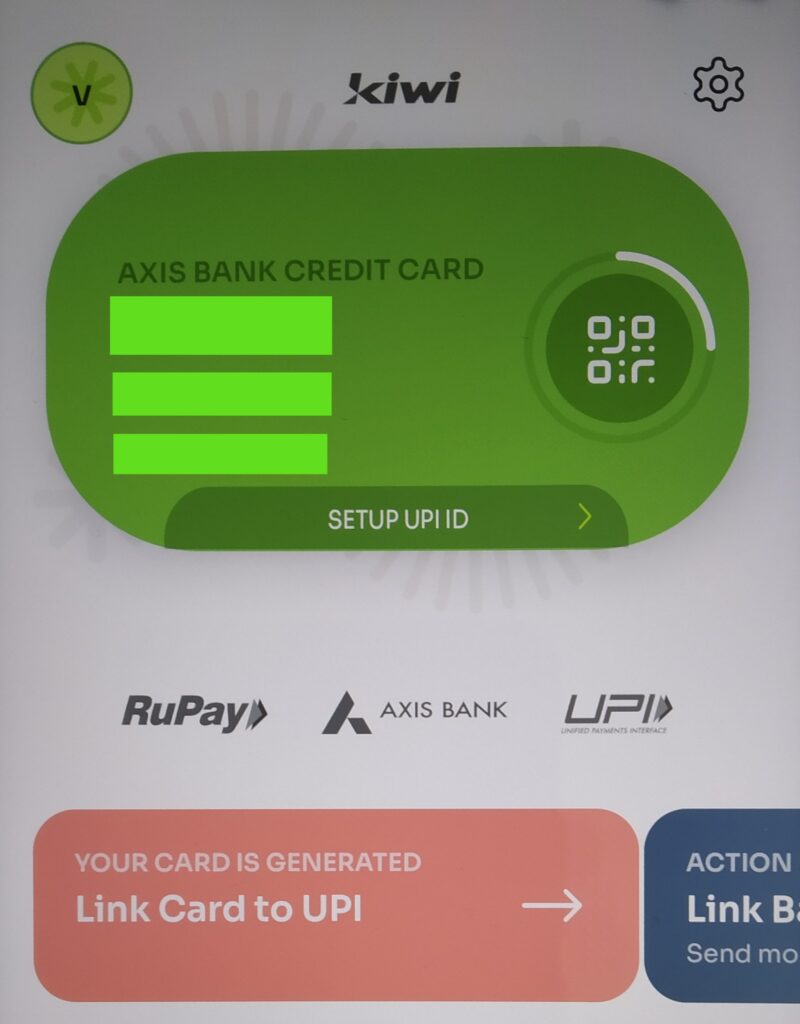 Kiwi App Rupay Credit Card