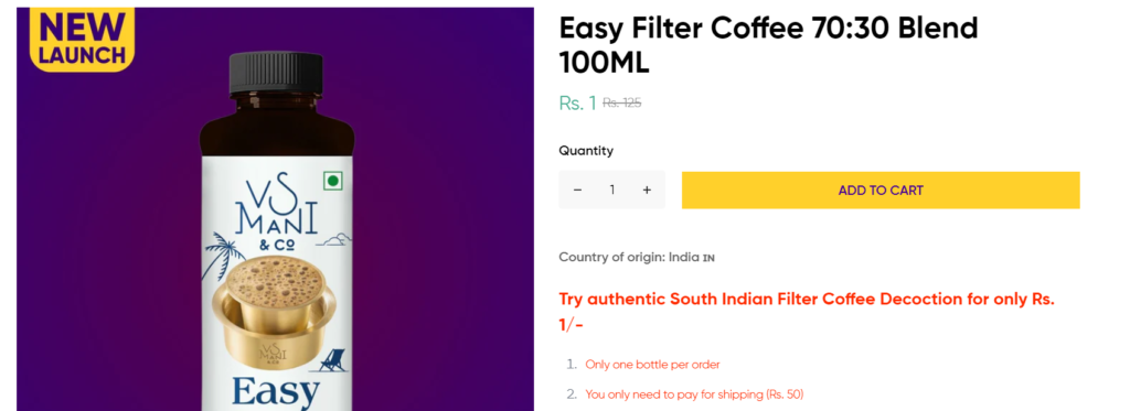 V S Mani Filter Coffee Free Sample