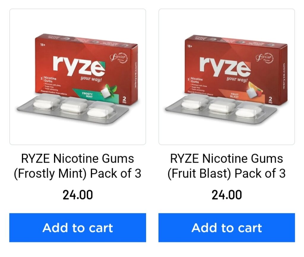 Ryze Nicotine Gums Free Sample