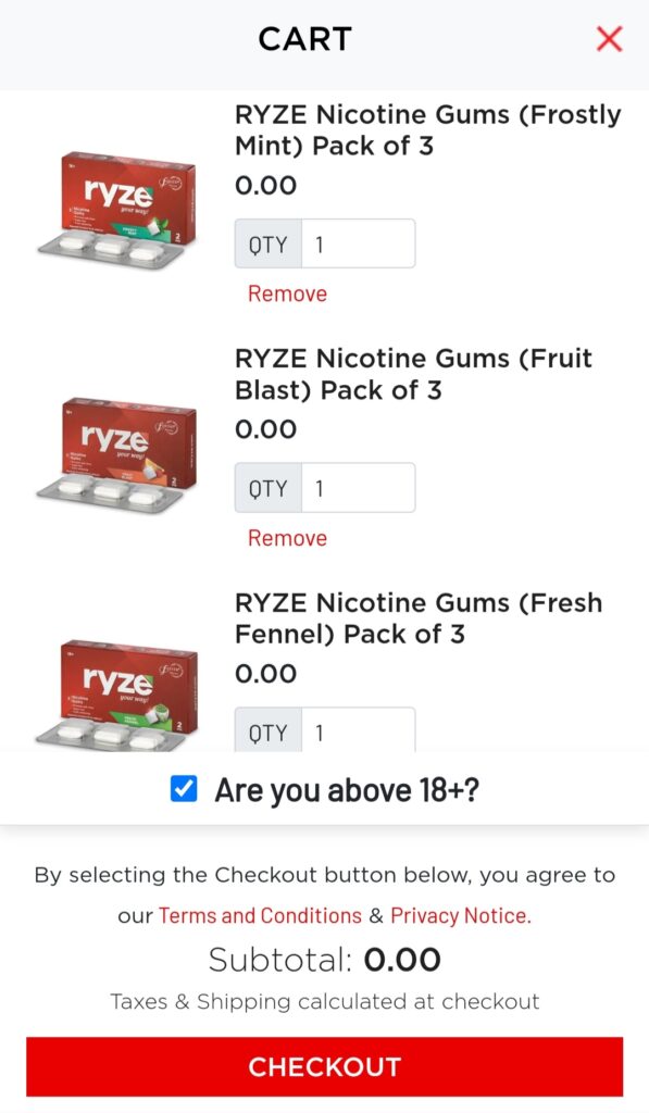 Ryze Nicotine Gums Free Sample