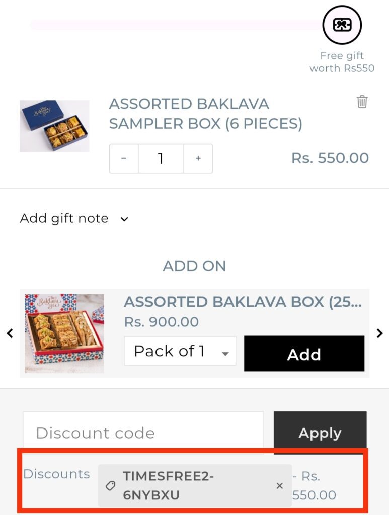 Baklava Box Free Sample