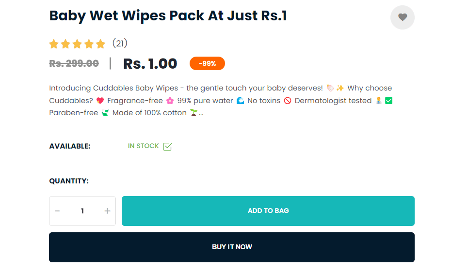 Cuddables Free Wipes