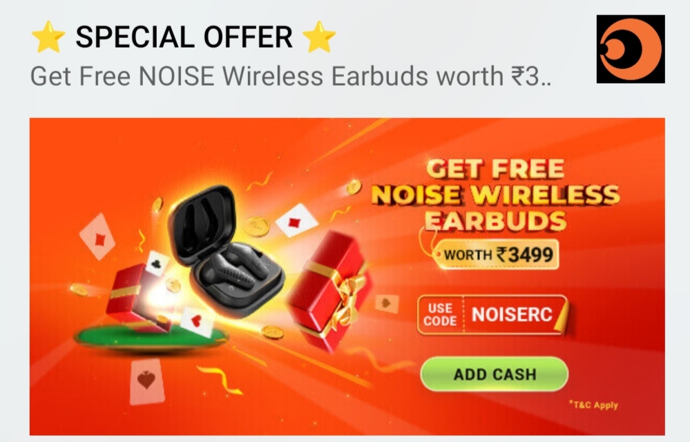 Rummy Circle Free Noise Earbuds Offer