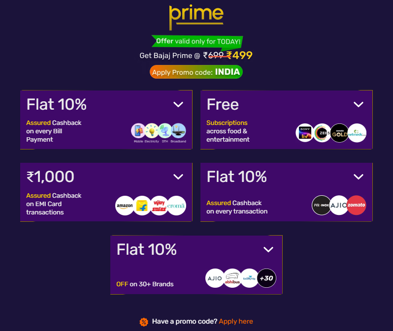 Bajaj Prime Membership FREE