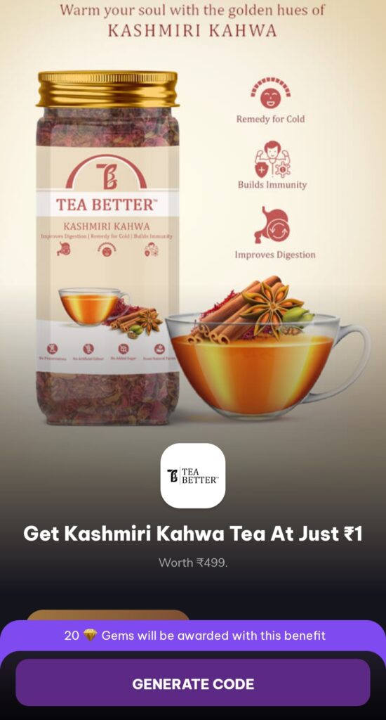 Free Kashimir Kahwa Tea