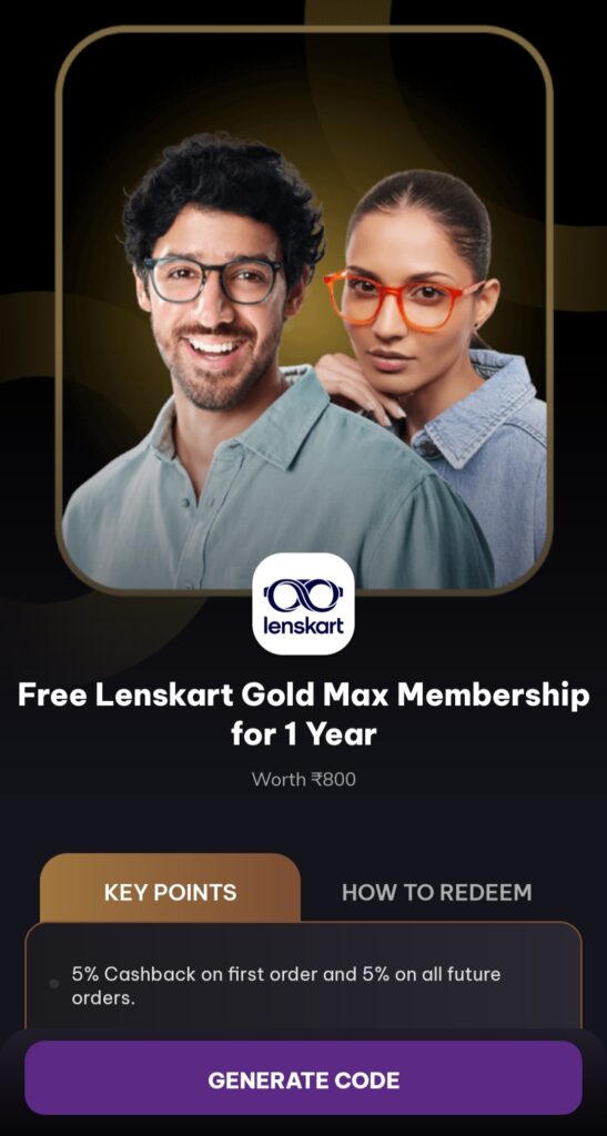 Lenskart Gold Max Free Membership