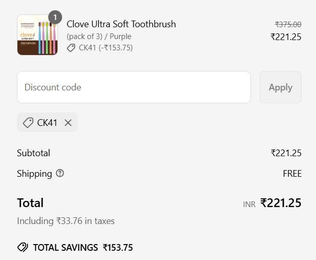 Clove Ultra soft toothbrush offer