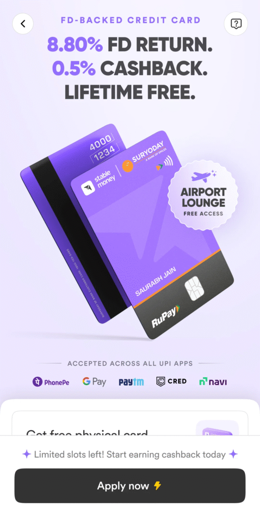 Stable Money Rupay Select Credit Card