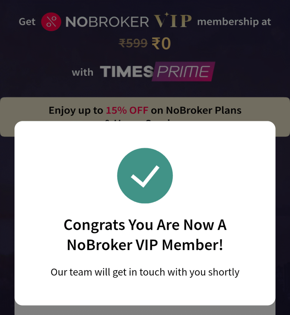NoBroker VIP Membership FREE