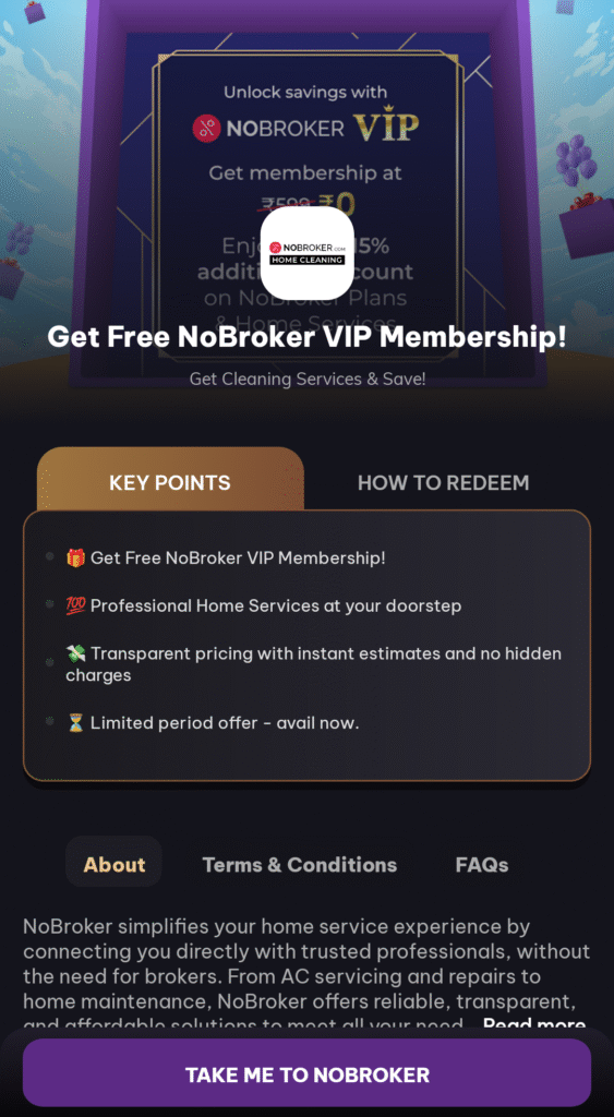 NoBroker VIP Membership FREE
