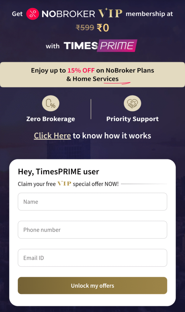 NoBroker VIP Membership FREE