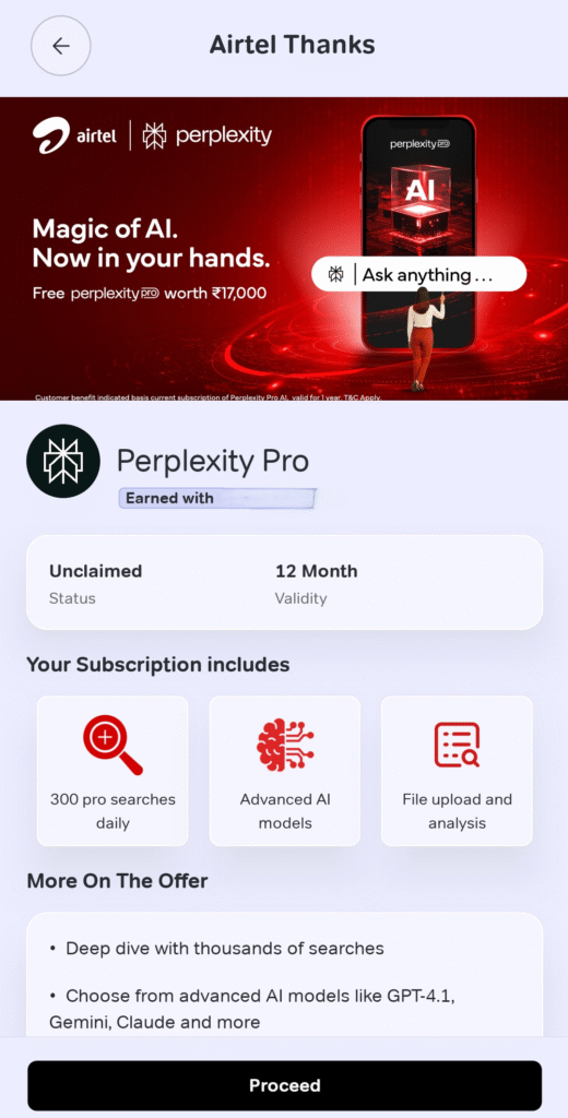 Airtel Thanks Free Perplexity Pro