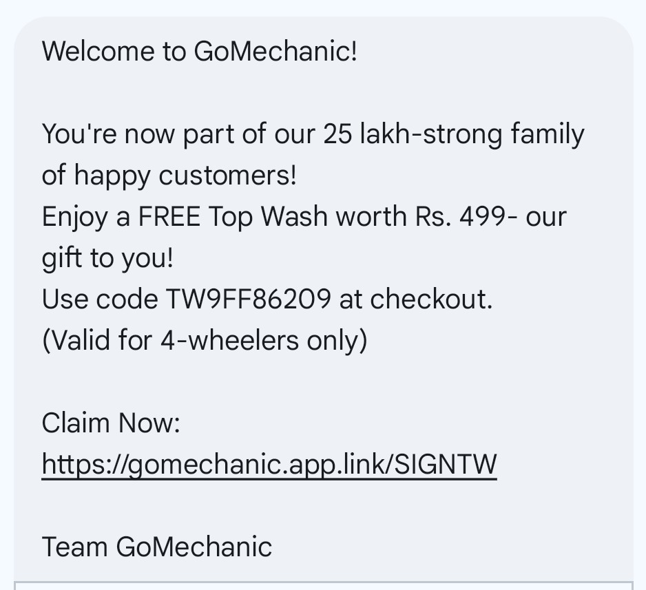 GoMechanic Free Car Wash