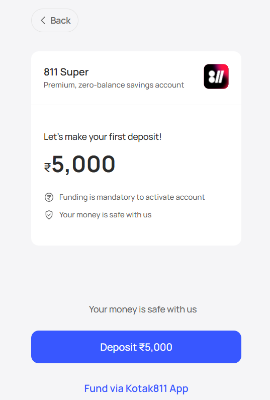 Kotak811 Super Savings Account - 5% Cashback
