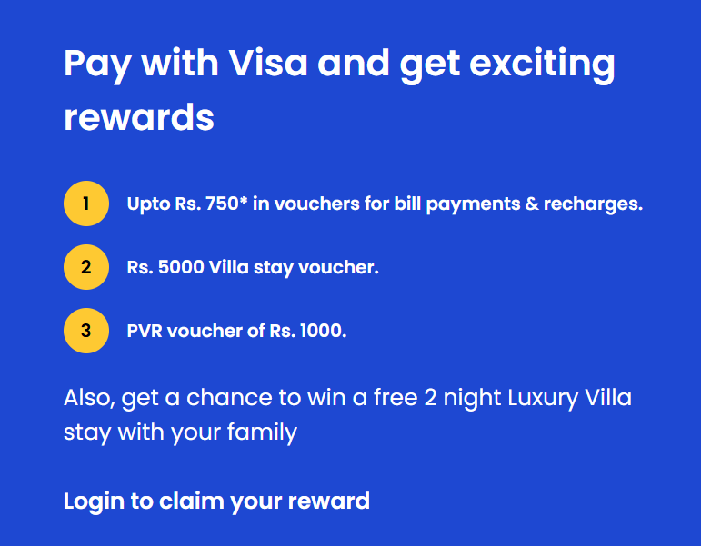 Visa Rewards Free Recharge and Bill Payment Voucher