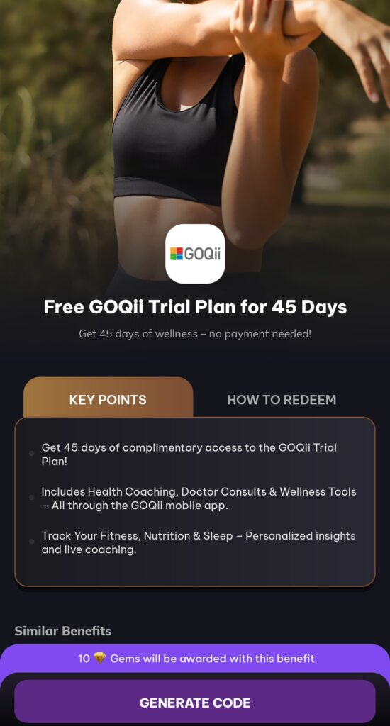 GOQii Trail plan Free with Timesprime