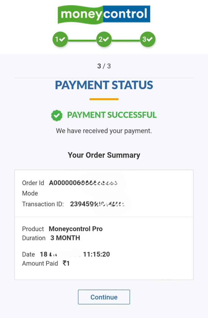 MoneyControl Pro Free Subscription